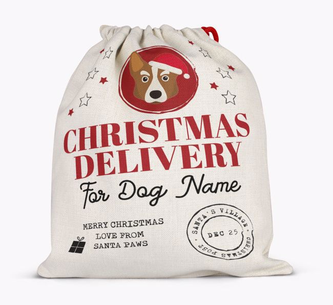 Personalized 'Christmas Delivery for {dogsName}' Santa Sack